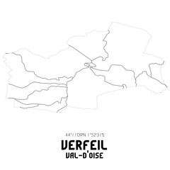 Obraz premium VERFEIL Val-d'Oise. Minimalistic street map with black and white lines.