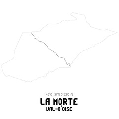 LA MORTE Val-d'Oise. Minimalistic street map with black and white lines.