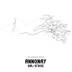 ANNONAY Val-d'Oise. Minimalistic street map with black and white lines.