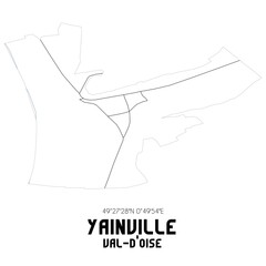 YAINVILLE Val-d'Oise. Minimalistic street map with black and white lines.