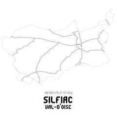 SILFIAC Val-d'Oise. Minimalistic street map with black and white lines.