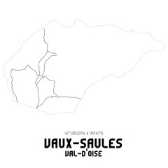 VAUX-SAULES Val-d'Oise. Minimalistic street map with black and white lines.