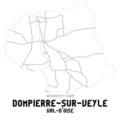 DOMPIERRE-SUR-VEYLE Val-d'Oise. Minimalistic street map with black and white lines.