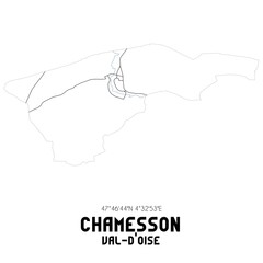 CHAMESSON Val-d'Oise. Minimalistic street map with black and white lines.