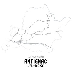 ANTIGNAC Val-d'Oise. Minimalistic street map with black and white lines.