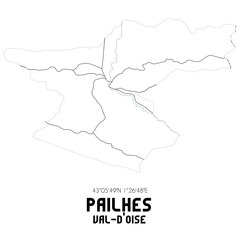 PAILHES Val-d'Oise. Minimalistic street map with black and white lines.