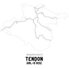 TENDON Val-d'Oise. Minimalistic street map with black and white lines.