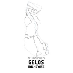 GELOS Val-d'Oise. Minimalistic street map with black and white lines.