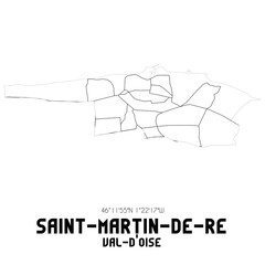 SAINT-MARTIN-DE-RE Val-d'Oise. Minimalistic street map with black and white lines.