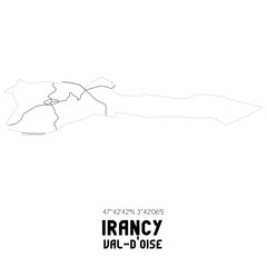 IRANCY Val-d'Oise. Minimalistic street map with black and white lines.