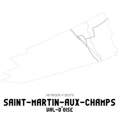SAINT-MARTIN-AUX-CHAMPS Val-d'Oise. Minimalistic street map with black and white lines.