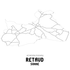 RETAUD Somme. Minimalistic street map with black and white lines.