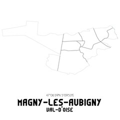 MAGNY-LES-AUBIGNY Val-d'Oise. Minimalistic street map with black and white lines.