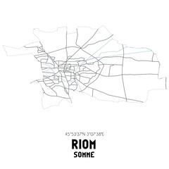 RIOM Somme. Minimalistic street map with black and white lines.