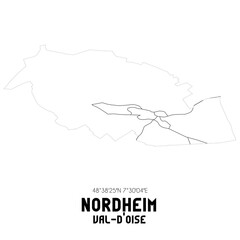 NORDHEIM Val-d'Oise. Minimalistic street map with black and white lines.