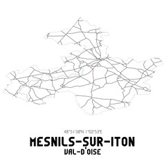 MESNILS-SUR-ITON Val-d'Oise. Minimalistic street map with black and white lines.