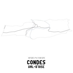CONDES Val-d'Oise. Minimalistic street map with black and white lines.