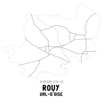 ROUY Val-d'Oise. Minimalistic street map with black and white lines.