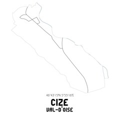 CIZE Val-d'Oise. Minimalistic street map with black and white lines.