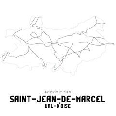 SAINT-JEAN-DE-MARCEL Val-d'Oise. Minimalistic street map with black and white lines.