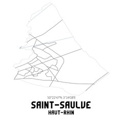 Fototapeta na wymiar SAINT-SAULVE Haut-Rhin. Minimalistic street map with black and white lines.