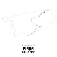 PIANA Val-d'Oise. Minimalistic street map with black and white lines.