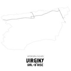 VIRGINY Val-d'Oise. Minimalistic street map with black and white lines.