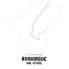 ROQUIAGUE Val-d'Oise. Minimalistic street map with black and white lines.