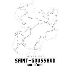 SAINT-GOUSSAUD Val-d'Oise. Minimalistic street map with black and white lines.