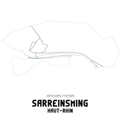 SARREINSMING Haut-Rhin. Minimalistic street map with black and white lines.