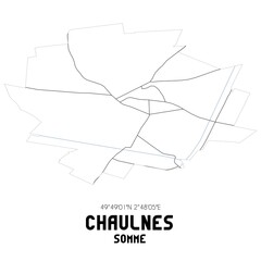 CHAULNES Somme. Minimalistic street map with black and white lines.