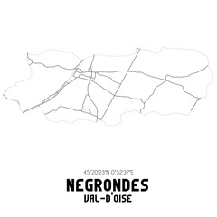 NEGRONDES Val-d'Oise. Minimalistic street map with black and white lines.