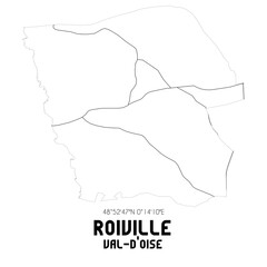 ROIVILLE Val-d'Oise. Minimalistic street map with black and white lines.