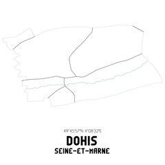 DOHIS Seine-et-Marne. Minimalistic street map with black and white lines.