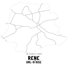 RENE Val-d'Oise. Minimalistic street map with black and white lines.