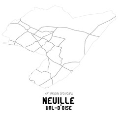 NEUILLE Val-d'Oise. Minimalistic street map with black and white lines.