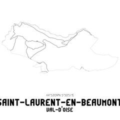 SAINT-LAURENT-EN-BEAUMONT Val-d'Oise. Minimalistic street map with black and white lines.