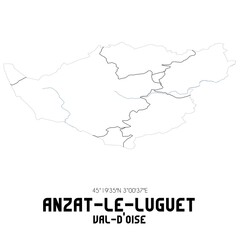 ANZAT-LE-LUGUET Val-d'Oise. Minimalistic street map with black and white lines.