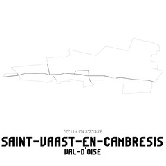 SAINT-VAAST-EN-CAMBRESIS Val-d'Oise. Minimalistic street map with black and white lines.
