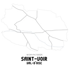 SAINT-VOIR Val-d'Oise. Minimalistic street map with black and white lines.