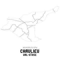 CHAULIEU Val-d'Oise. Minimalistic street map with black and white lines.