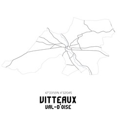 VITTEAUX Val-d'Oise. Minimalistic street map with black and white lines.