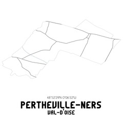 PERTHEVILLE-NERS Val-d'Oise. Minimalistic street map with black and white lines.