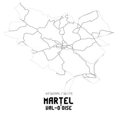 MARTEL Val-d'Oise. Minimalistic street map with black and white lines.