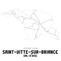 SAINT-VITTE-SUR-BRIANCE Val-d'Oise. Minimalistic street map with black and white lines.