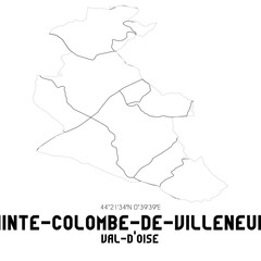 SAINTE-COLOMBE-DE-VILLENEUVE Val-d'Oise. Minimalistic street map with black and white lines.