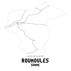 ROUMOULES Somme. Minimalistic street map with black and white lines.