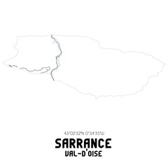 SARRANCE Val-d'Oise. Minimalistic street map with black and white lines.