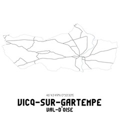 Obraz premium VICQ-SUR-GARTEMPE Val-d'Oise. Minimalistic street map with black and white lines.