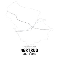 MERTRUD Val-d'Oise. Minimalistic street map with black and white lines.